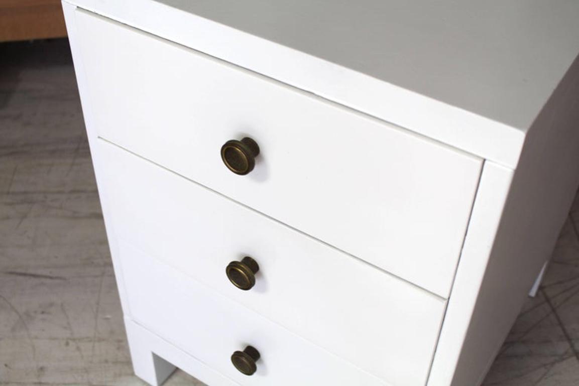 Three-Drawer White Lacquer Stand by Widdicomb
