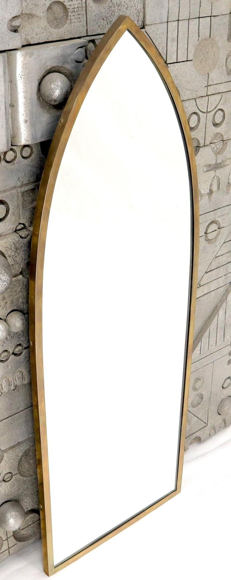 Solid Brass Profile Dome Shield Shape Curved Wall Mirror