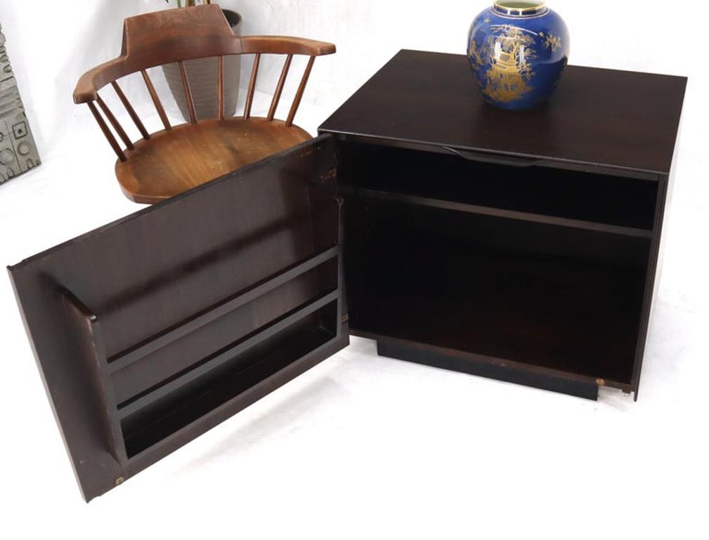 Mid-Century Modern Cube Shape Compact Liquor Cabinet End Table Espresso Finish