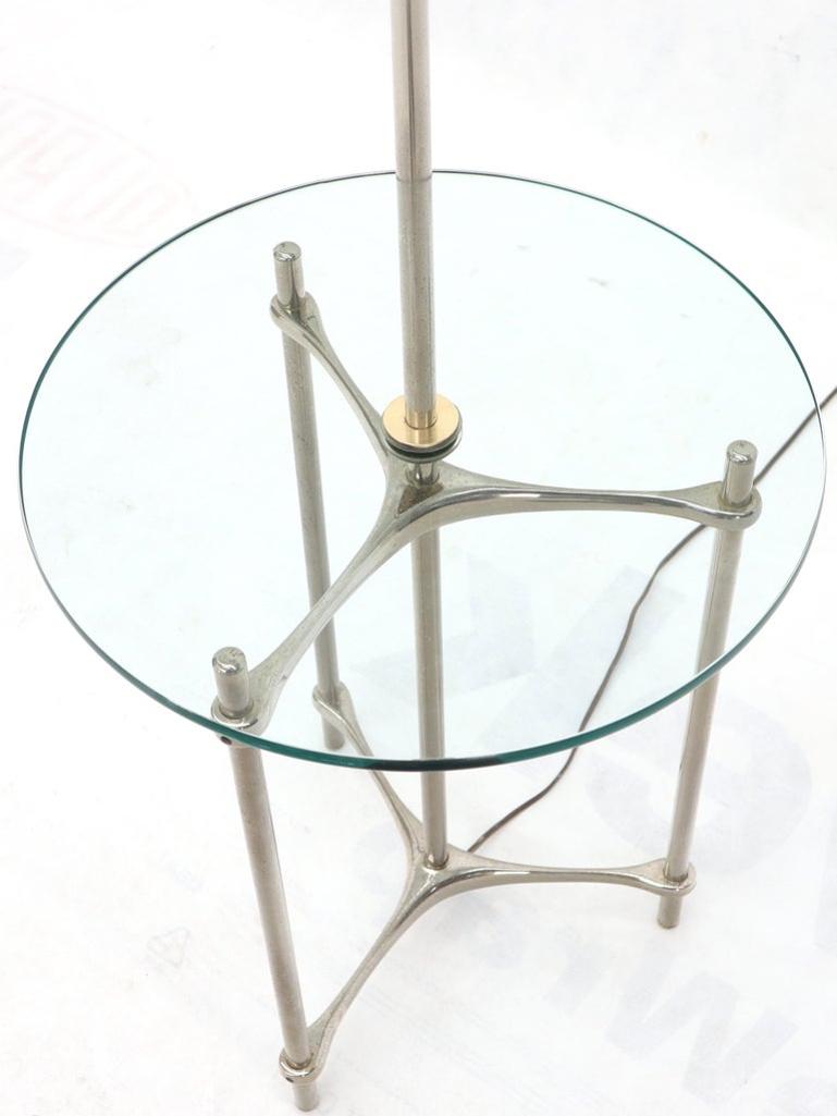 Chrome Tripod Base Glass Side Table Floor Lamp