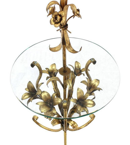 Mid Century Modern Gold Gild Metal Leaf Table Floor Lamp