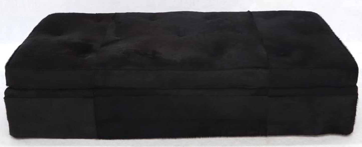 All Black Cowhide Fur Upholstery Custom Daybed Large Bench