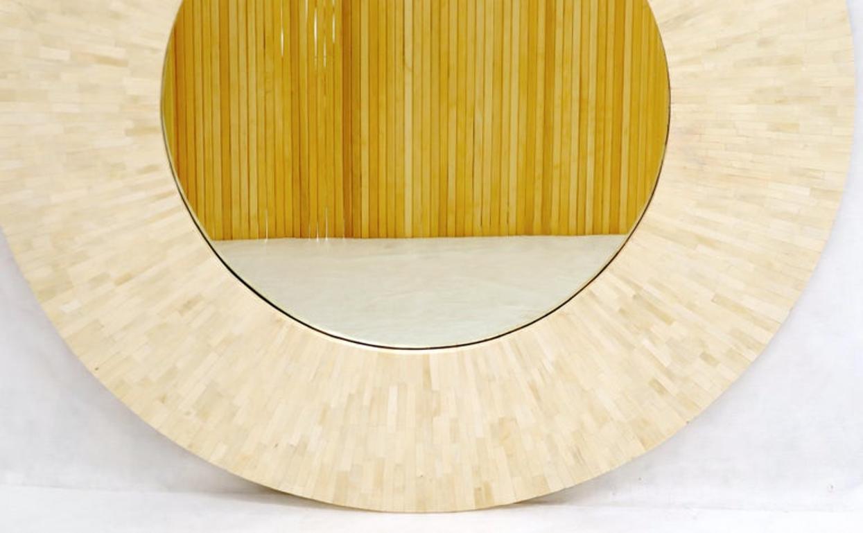 Large Round Sunburst Shape Bone Tiles Mirror