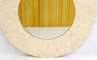 Large Round Sunburst Shape Bone Tiles Mirror