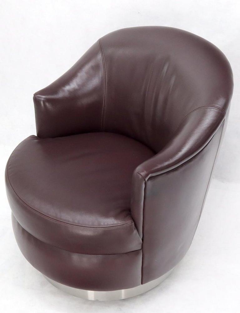 Set of 4 Barrel Back Leather Chairs Baughman Style