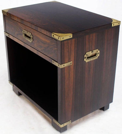 Rosewood Brass Campaign End Table Nighstand Cabinet John Stuart