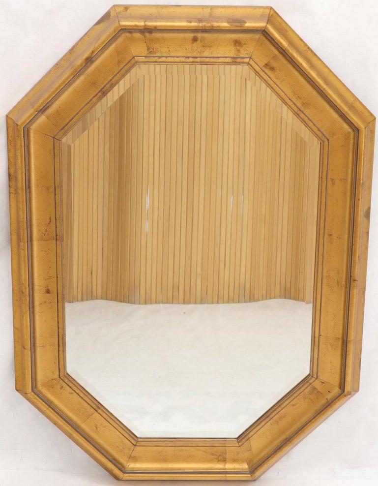 Decorative Octagon Gilt Frame Beveled Wall Mirror