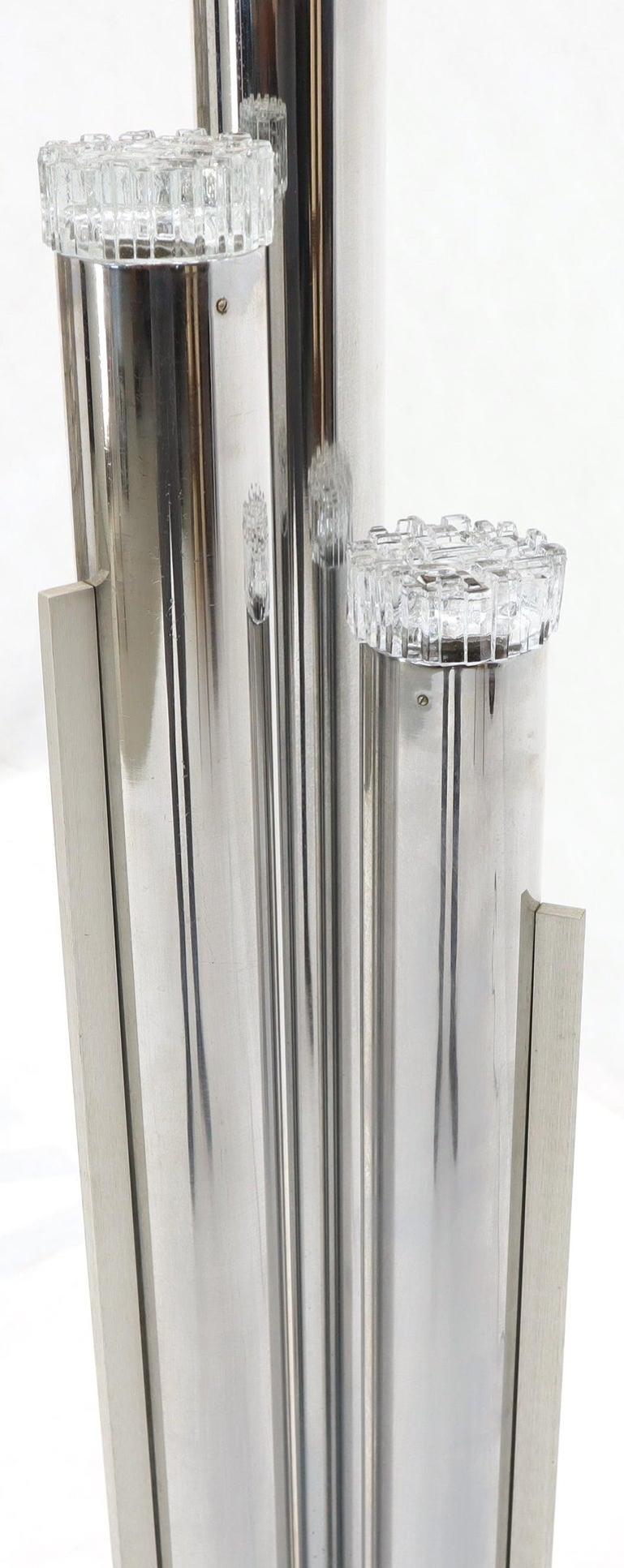 Chrome Triple Candle Shape Cylinder Base Glass Prisms Floor Lamp