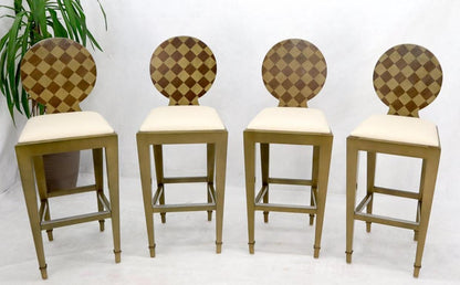 Set of 4 Decorated Memphis Style Bar Stools New Upholstery
