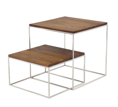 Chrome Cube Nesting End Side Table