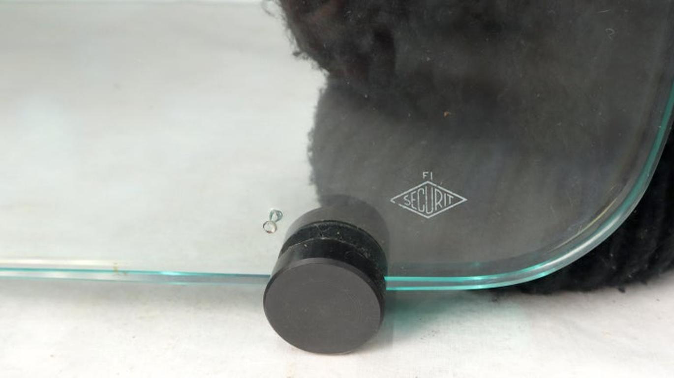 Fabio Lenci Hyaline Chair Lounge Glass Black Leather, 1974