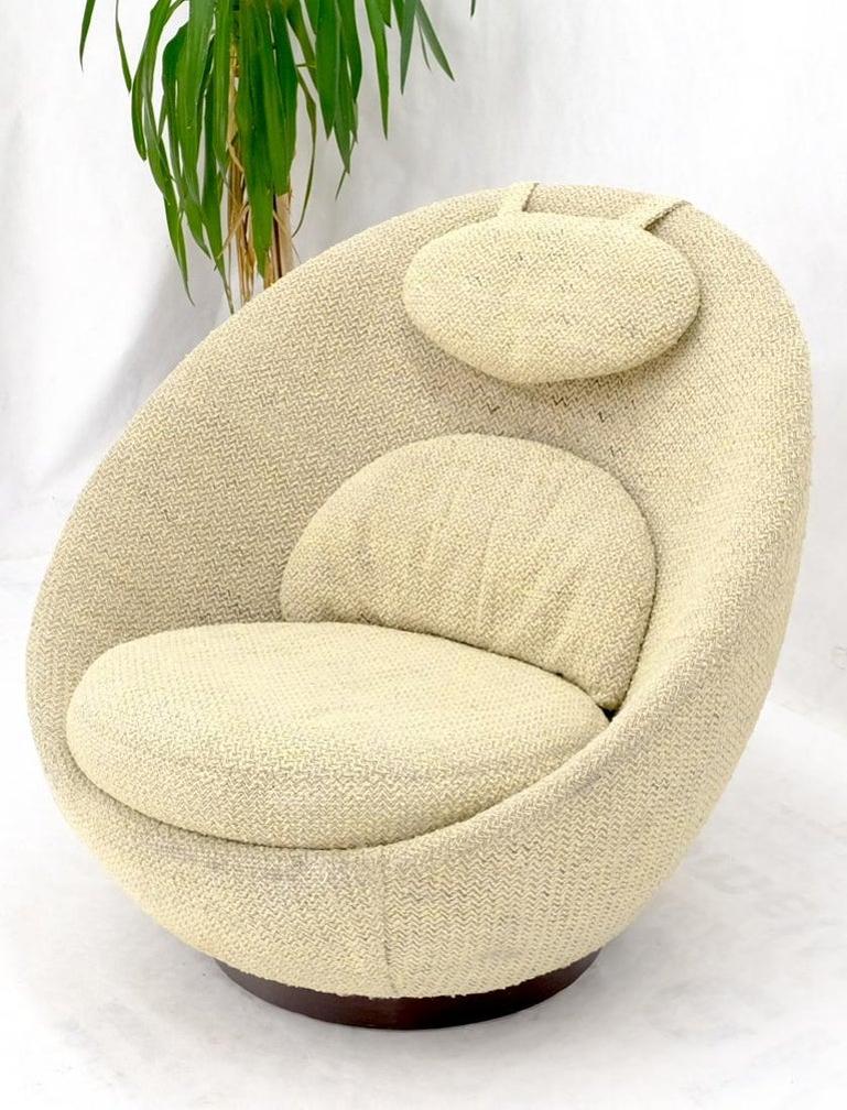 Mid-Century Modern Oval Egg Shape Pod Chair w/ Adjustable Head Rest on Band Base