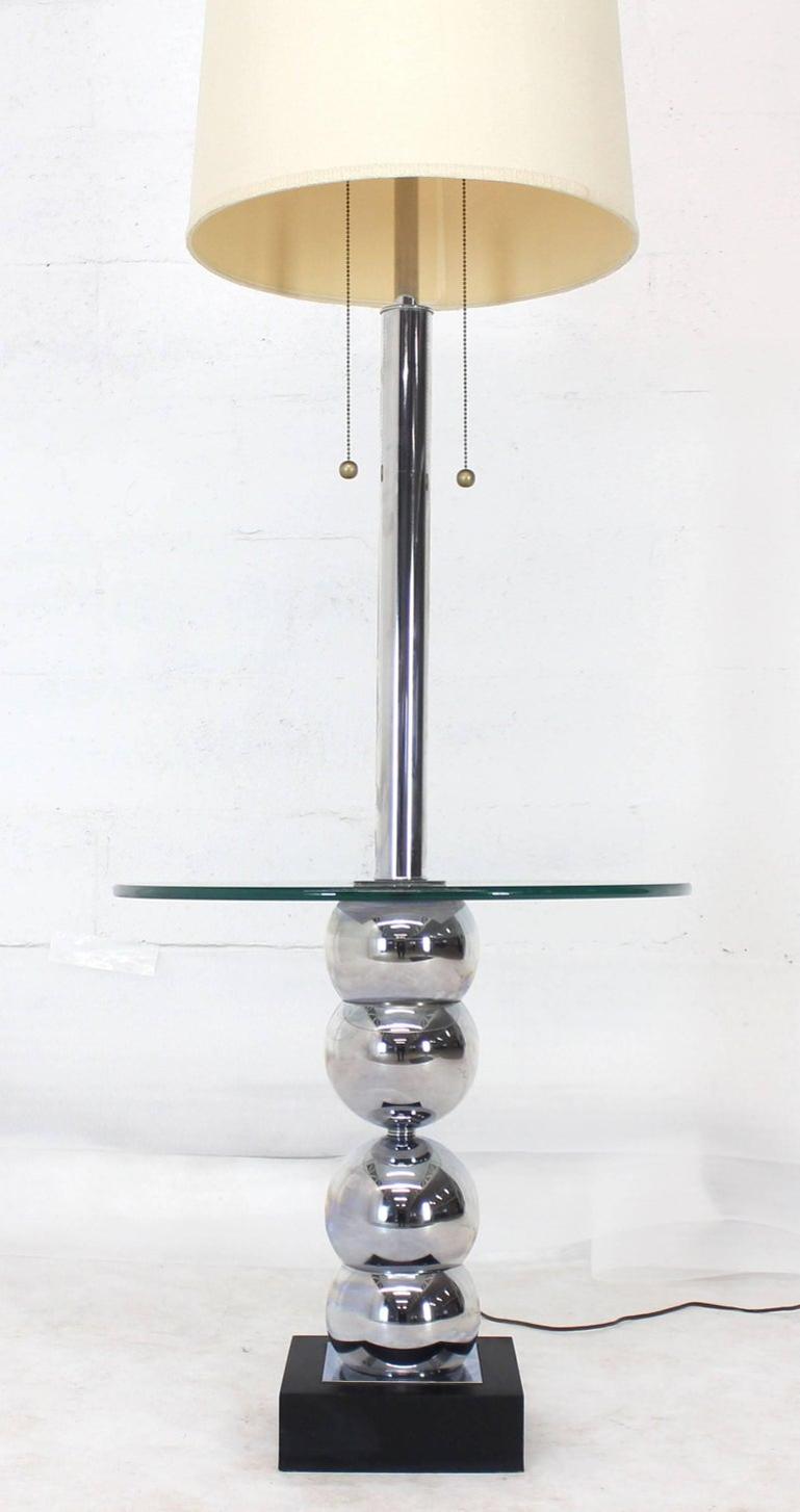 Stacked Chrome Globes Base Glass Side Table Floor Lamp