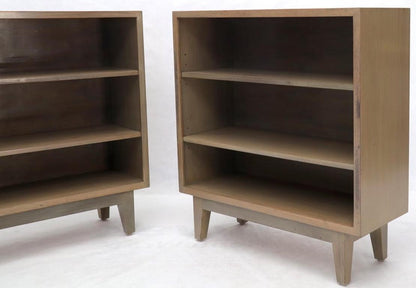 Pair of White Wash Finish Solid Mahogany Bookcases Cabinets