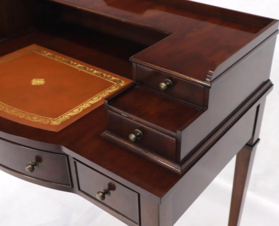 Petit English Multi Drawer Compartment Mahogany Leather Top Desk