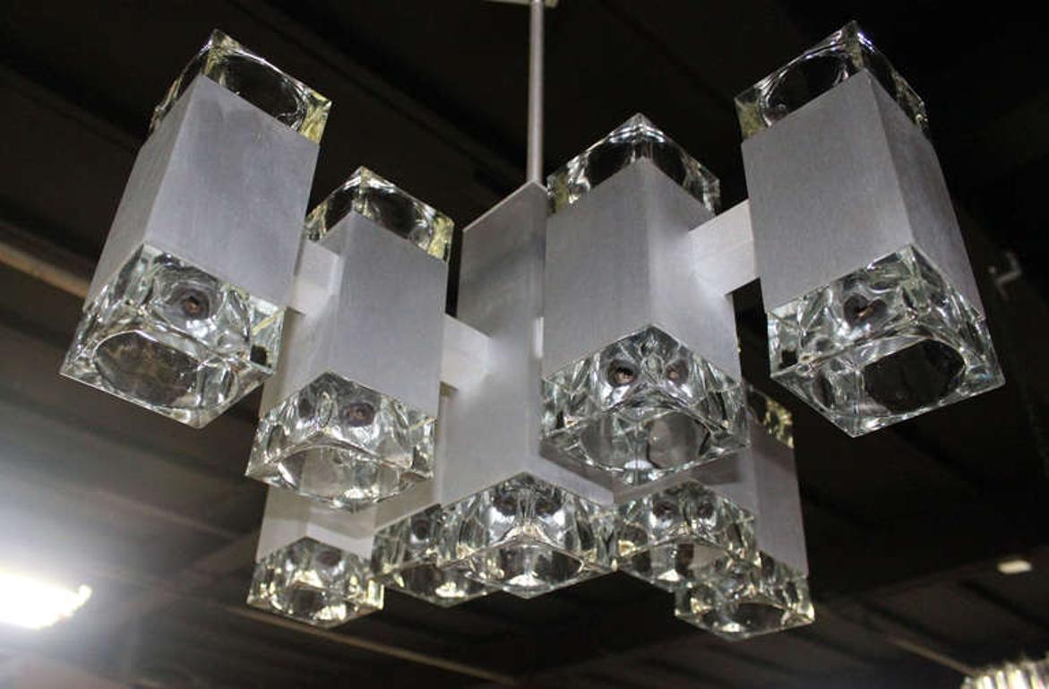 EstablishedLines Gaetano Sciolari Mid-Century Modern Seventeen Light Ice Cube Chandelier MINT!