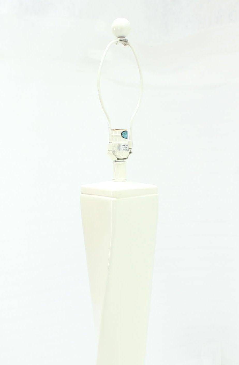 EstablishedLines Pair 5' Tall Large Oversize Twisted Column Square Base White Lacquer Floor Lamps