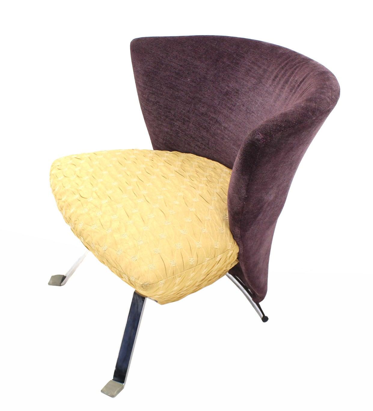 Pair of Saporiti Italian Mid Century Modern Fan Back Two Tone Lounge Chairs MINT