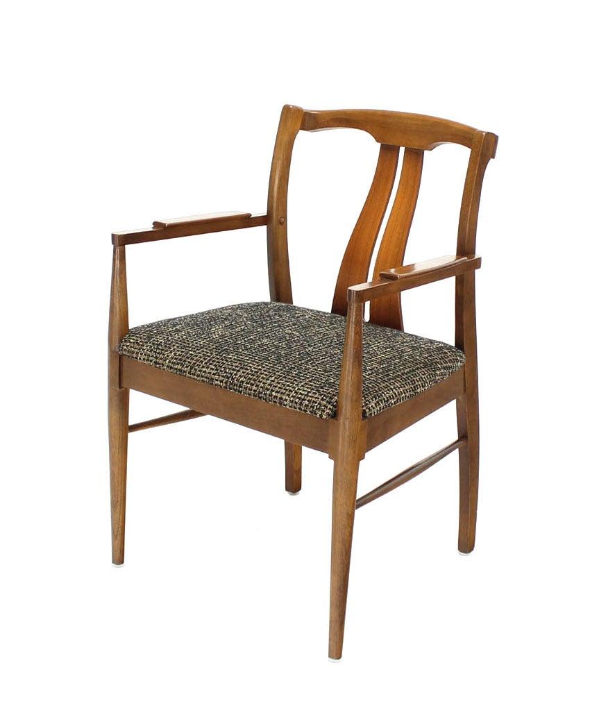 Six Mid-Century Modern Medium Light Walnut Dining Chairs New Upholstery MINT