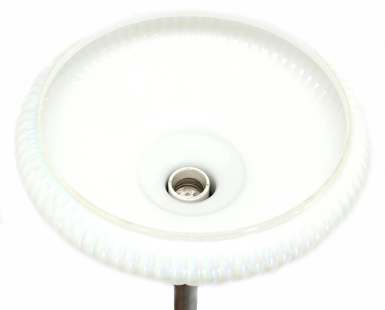 EstablishedLines Brass Base with Iridescent Shell Scallop Edge Shade Floor Lamp Torchere MINT!