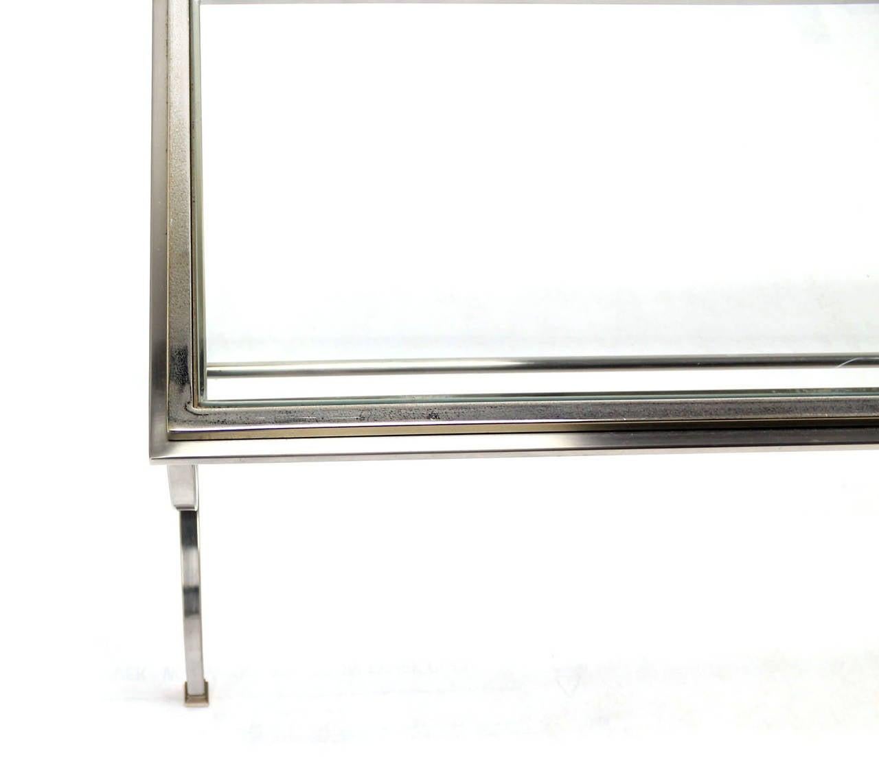 EstablishedLines Chrome Brass U Shape Base Glass Top Long Rectangle Console Sofa Table MINT!