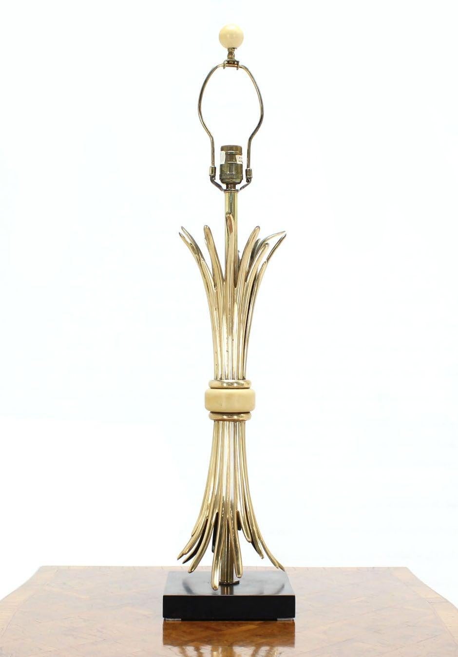 EstablishedLines Mid Century Modern Gold or Brass Wheat Sheaf Base Table Lamp by Chapman Mint