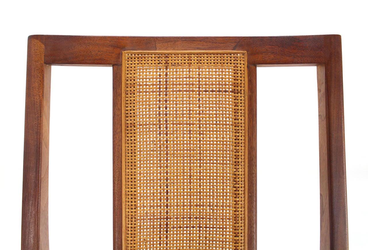 EstablishedLines Set 4 Danish Mid-Century Modern Oiled Walnut Cane Back Side Dining Chairs MINT!