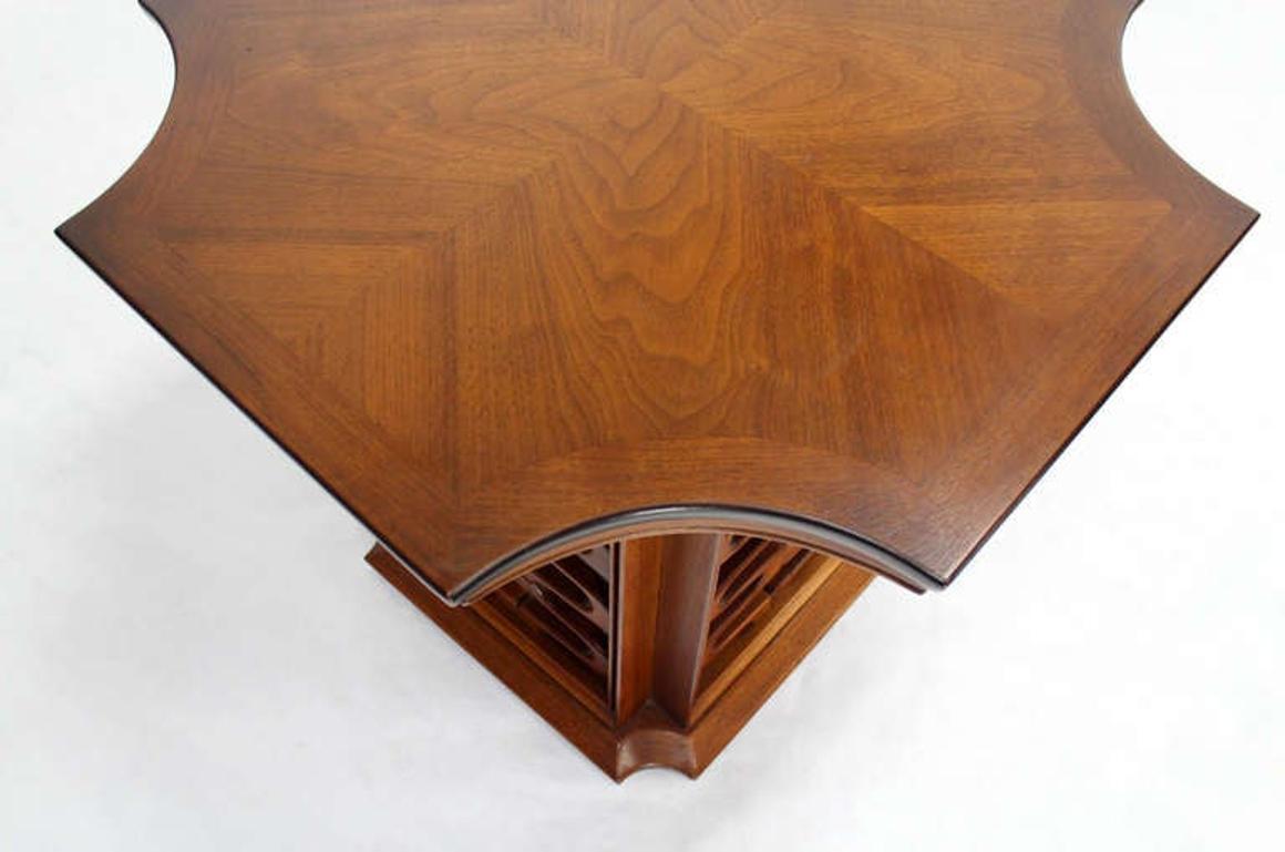 EstablishedLines Occasional Side Table Finely Carved Solid Walnut Base Figural Top Mid Century