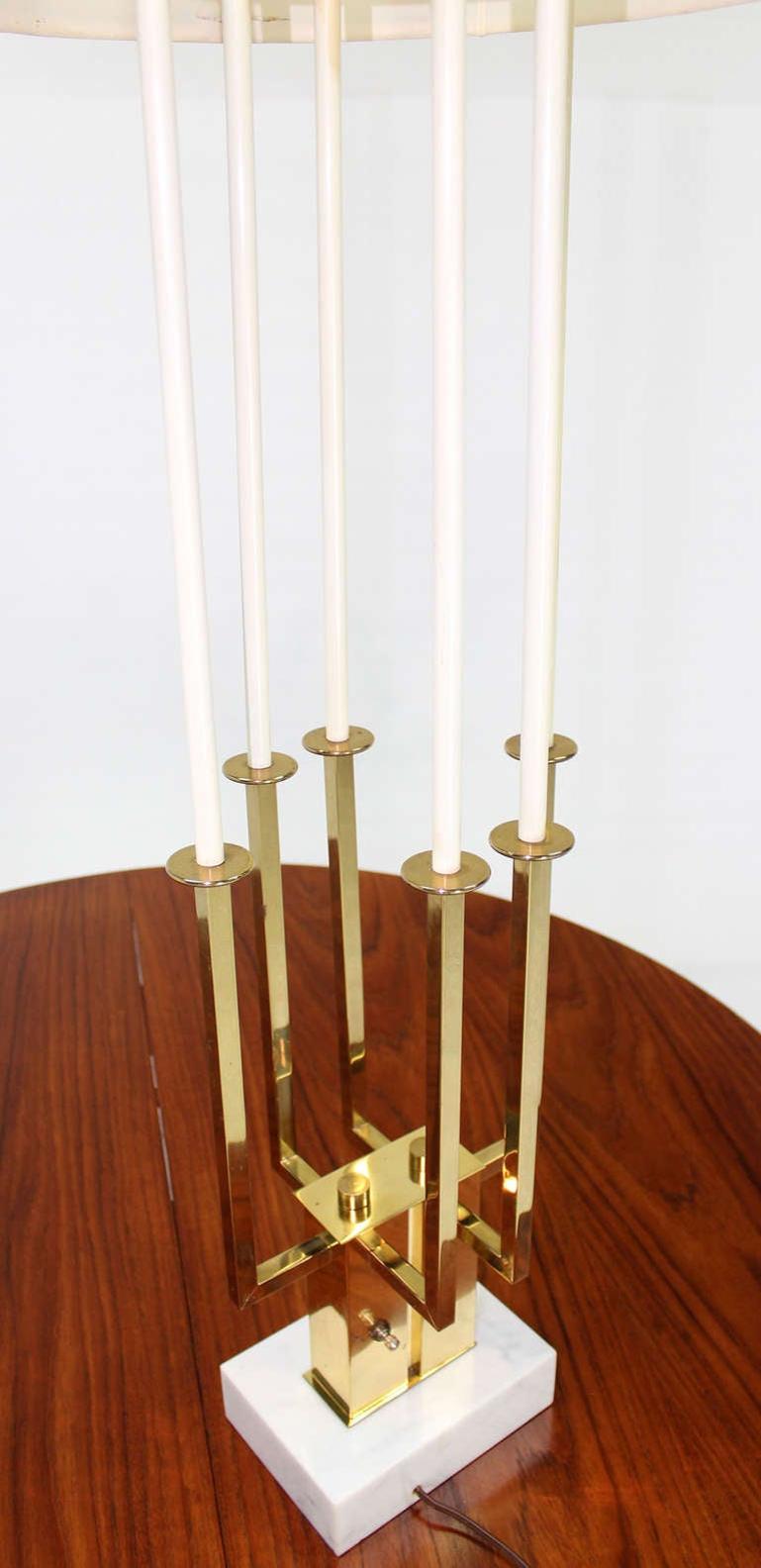 EstablishedLines Mid Century Modern Tall Brass Marble Base Table Lamp MINT!