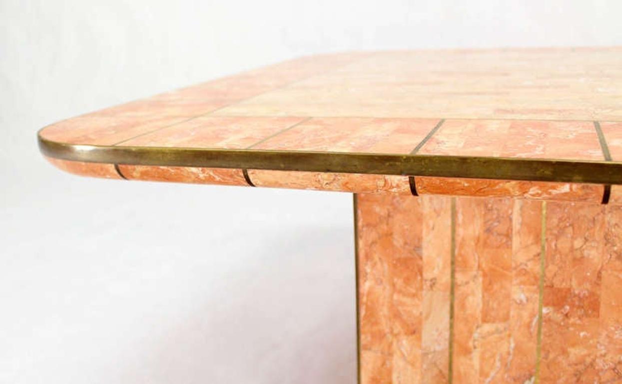 EstablishedLines Maitland Smith Tessellated Stone Brass Mid Century Modern Rectangle Coffee Table