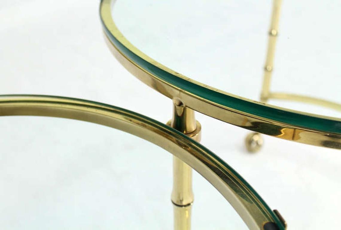 EstablishedLines Heavy Solid Bronze Faux Bamboo Expansion Round Nesting Coffee Side Tables MINT!