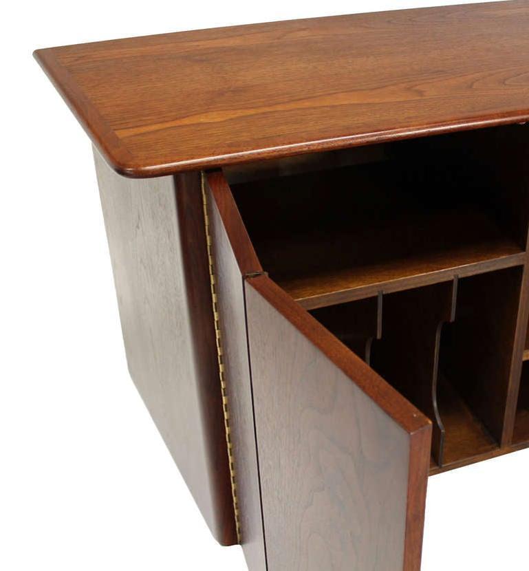 EstablishedLines Pair HANGING Walnut Mid-Century Danish Modern Floating Dressers Console Cabinets