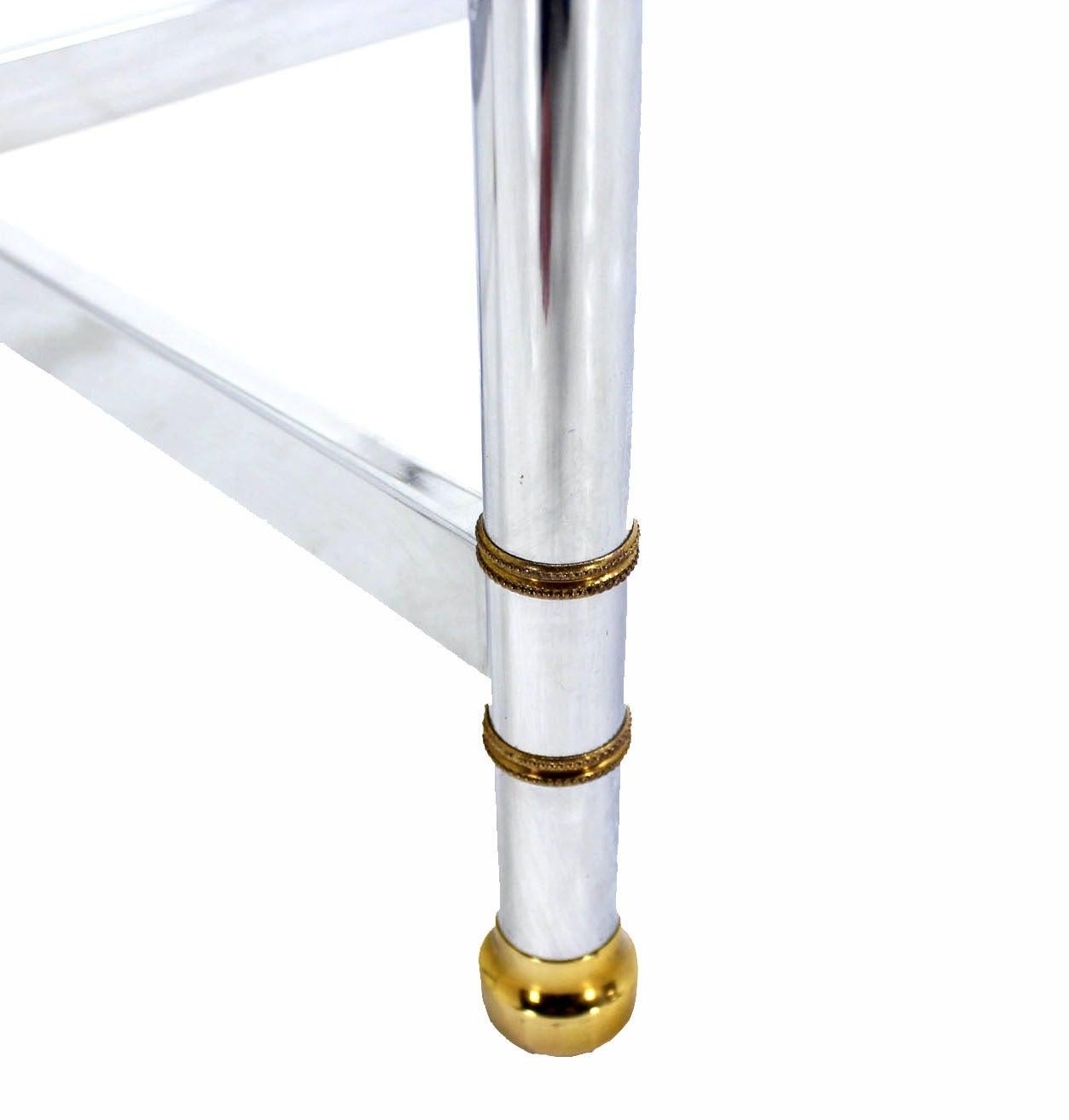 EstablishedLines Pair Mid Century Modern Square Chrome X Base End Side Coffee Tables Stands