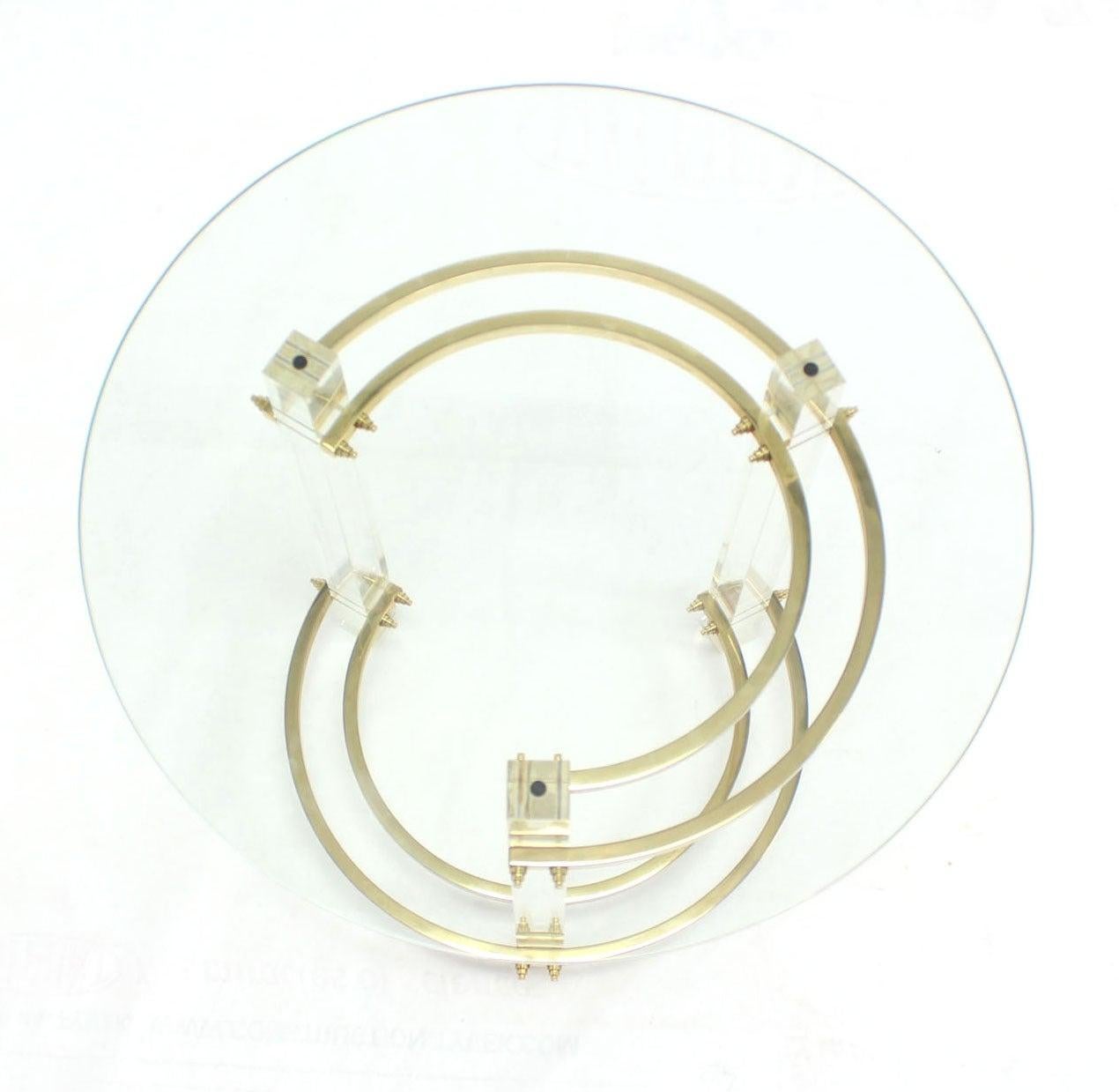 EstablishedLines Mid Century Charles Hollis Jones Round Lucite Brass Side End Lamp Table Stand