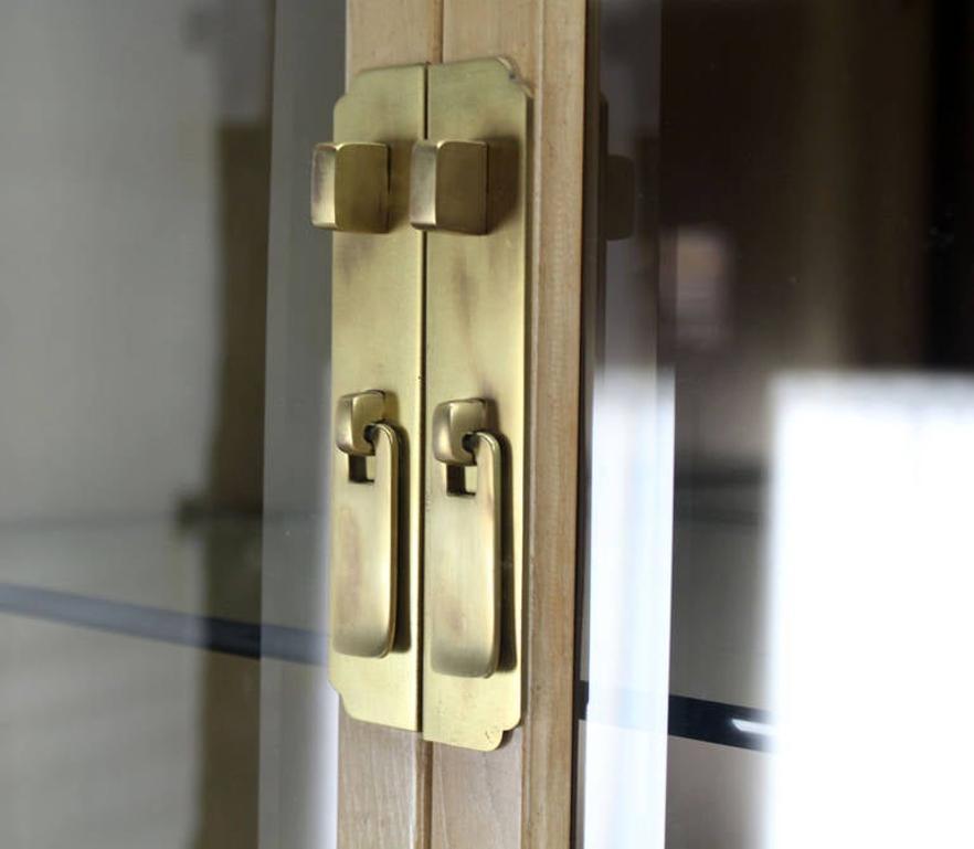 EstablishedLines Pair John Stuart White Wash Beveled Glass MidCentury Modern Tall Display Cabinet