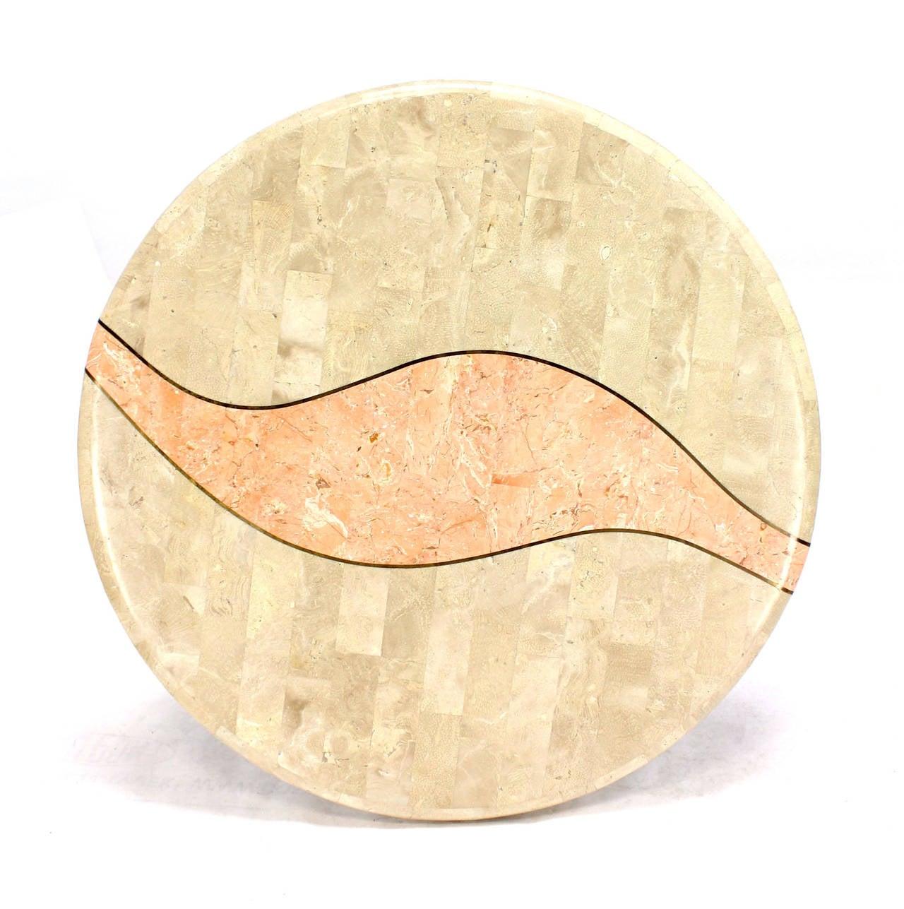 EstablishedLines Mid Century Modern Tessellated Stone Veneer End Side Lamp Table Pedestal Stand