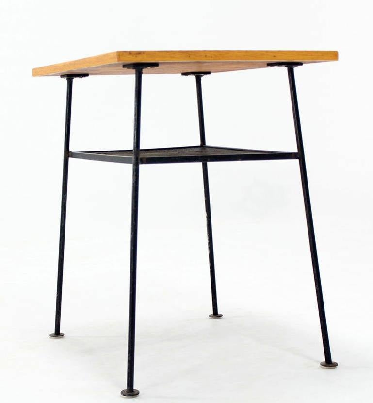 EstablishedLines Mid Century Modern Mesh Shelf Wire Legs Side or End Lamp Occasional Table Stand