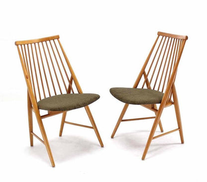 Pair of Swedish Spindle Dowel Back Chairs
