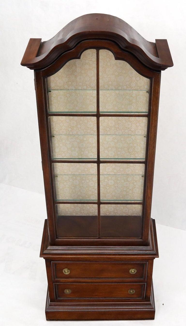 Dome Shape Top Glass Shelves Two Drawer Compartment Curio Display Cabinet