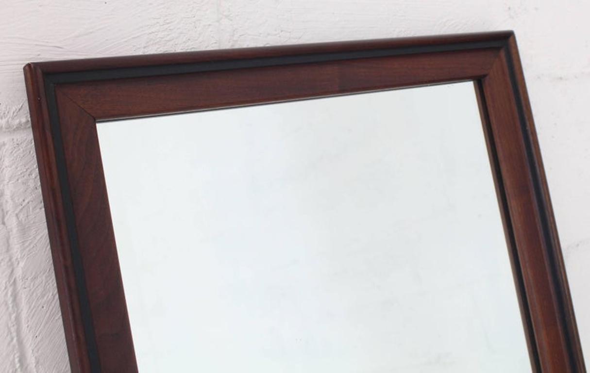 Oiled Walnut Frame Mid Century Modern Rectangular Mirror.