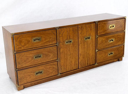 Campaign Style 9 Drawers Two Doors Compartment Paint Decorated Dresser Credenza