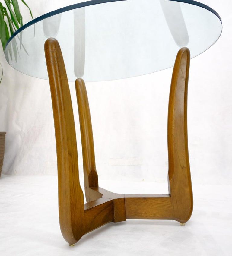Sculptural Tripod Base Round Glass Top Side Center Table Stand