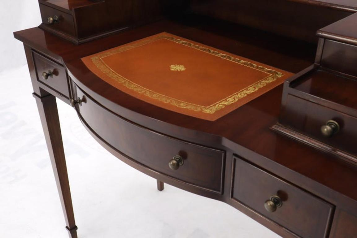 Petit English Multi Drawer Compartment Mahogany Leather Top Desk
