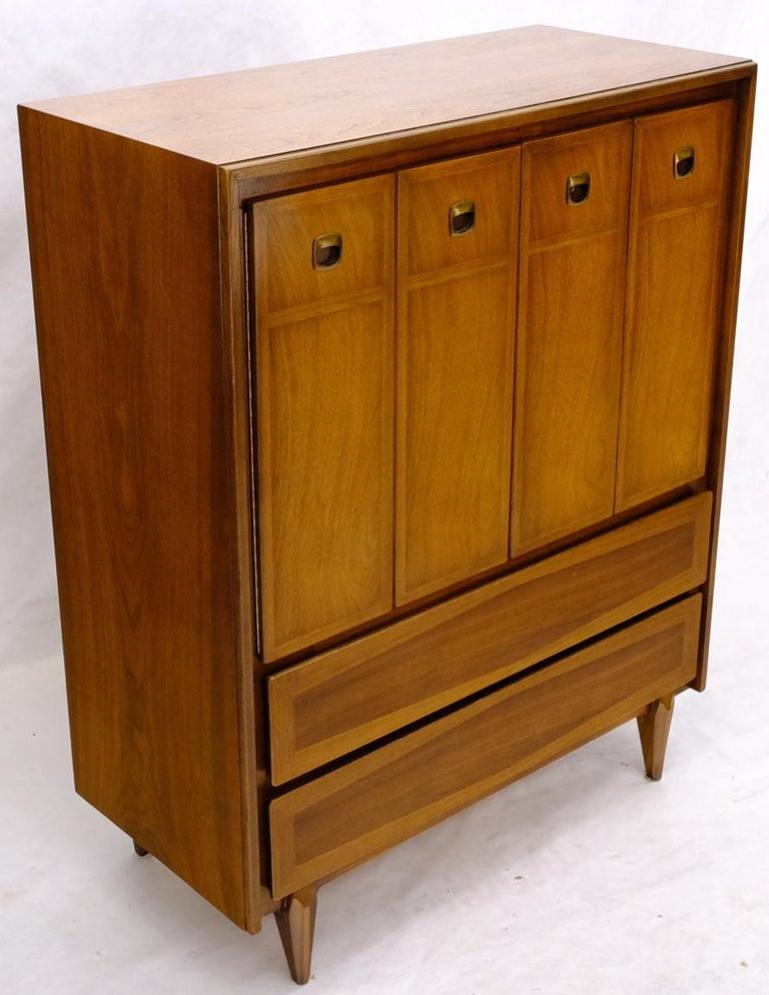 Mid Century American Walnut Gentleman's Chest Dresser w/ Two Doors Compartment