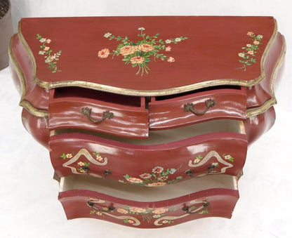 Red Lacquer Painted Bombay Dresser Chest of Drawers
