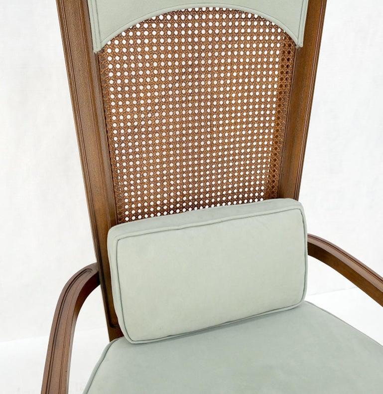 Tall Cane Back Down Filled Upholstery Seat Cushion Arm Chair Mint!