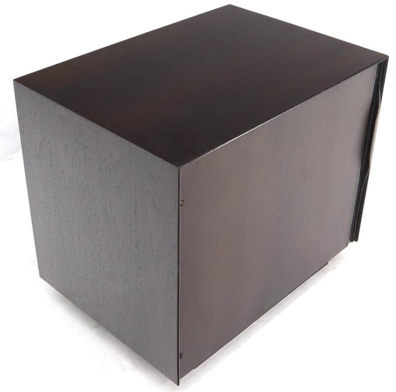 Mid-Century Modern Cube Shape Compact Liquor Cabinet End Table Espresso Finish