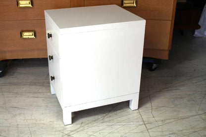 Three-Drawer White Lacquer Stand by Widdicomb