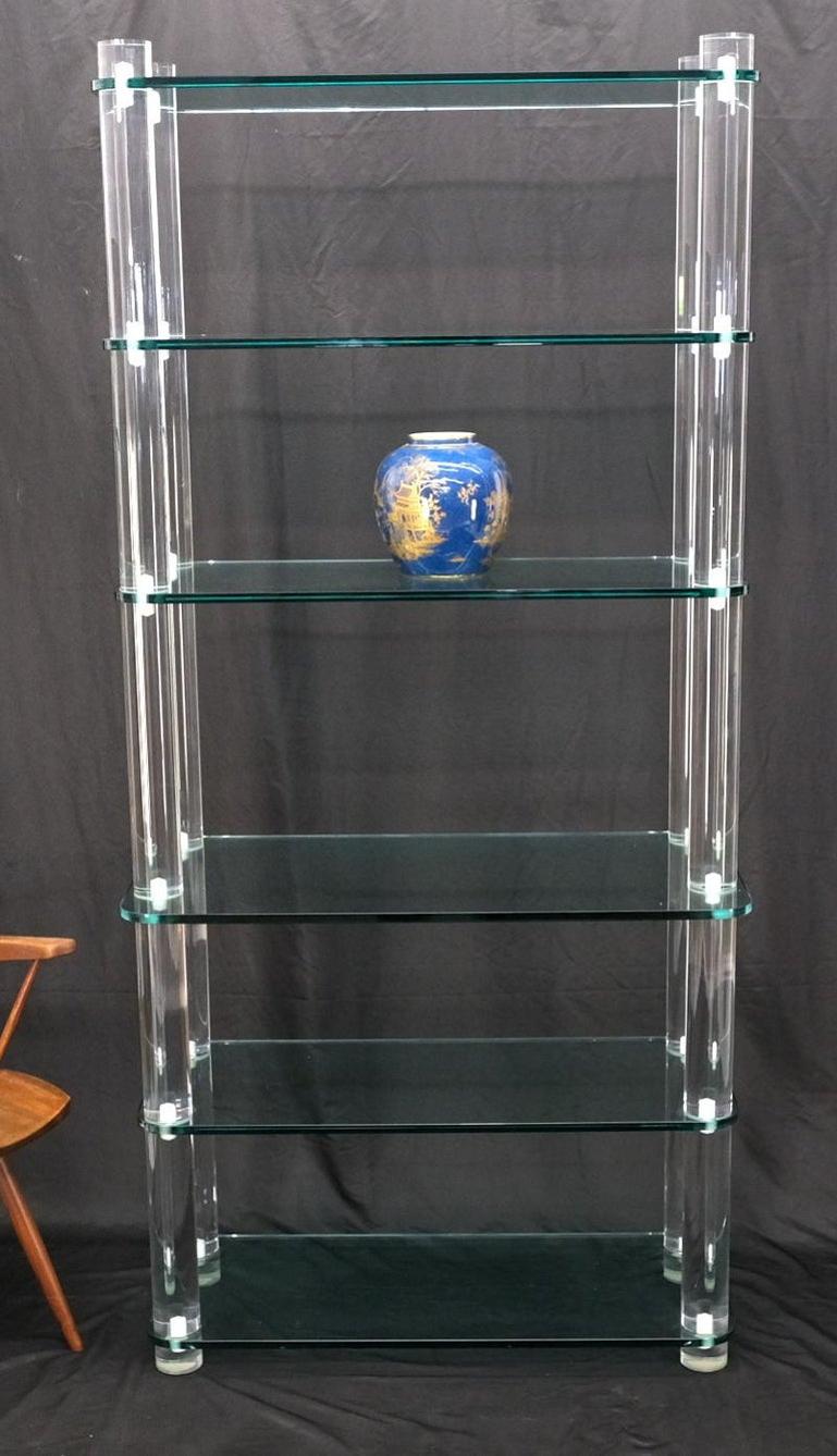 Thick Lucite Frame 6 Tier Mid Century Modern Etagere Shelving