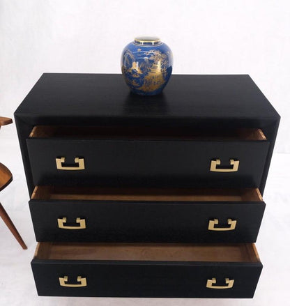 Gold Drop Pulls Ebonized Mahogany 3 Drawers Bachelors Chest Dresser Cabinet MINT